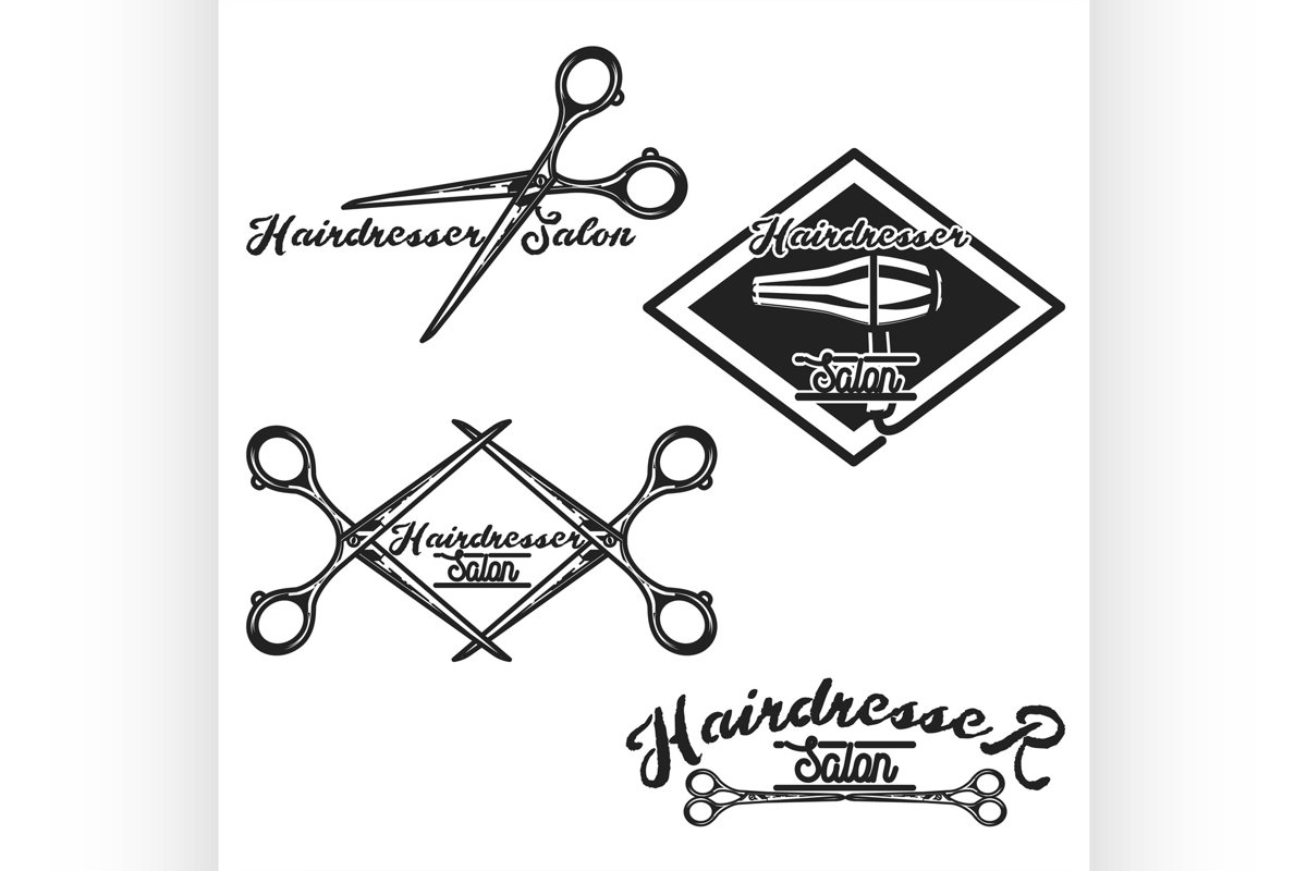 Color vintage hairdresser salon emblems example image 1