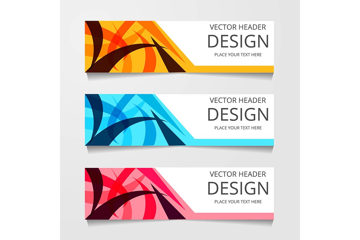 Vector abstract web banner design template. Collection of we example image 1