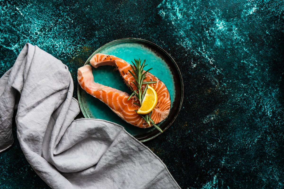 Healthy food concept with salmon fish example image 1