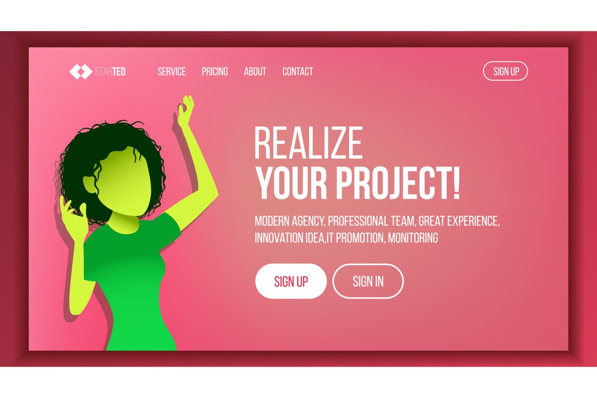 Landing Web Page Design Vector. Website Business Style. example image 1