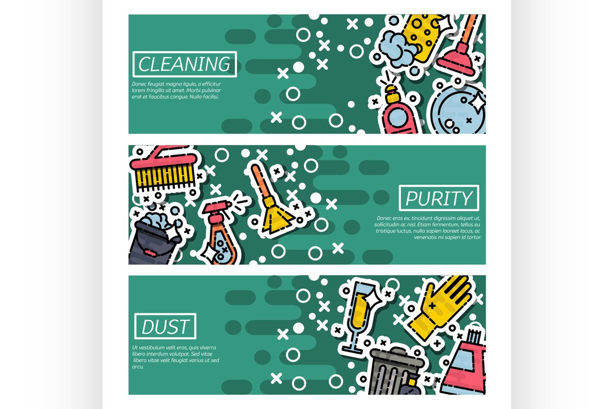 Set of Horizontal Banners about cleaning example image 1
