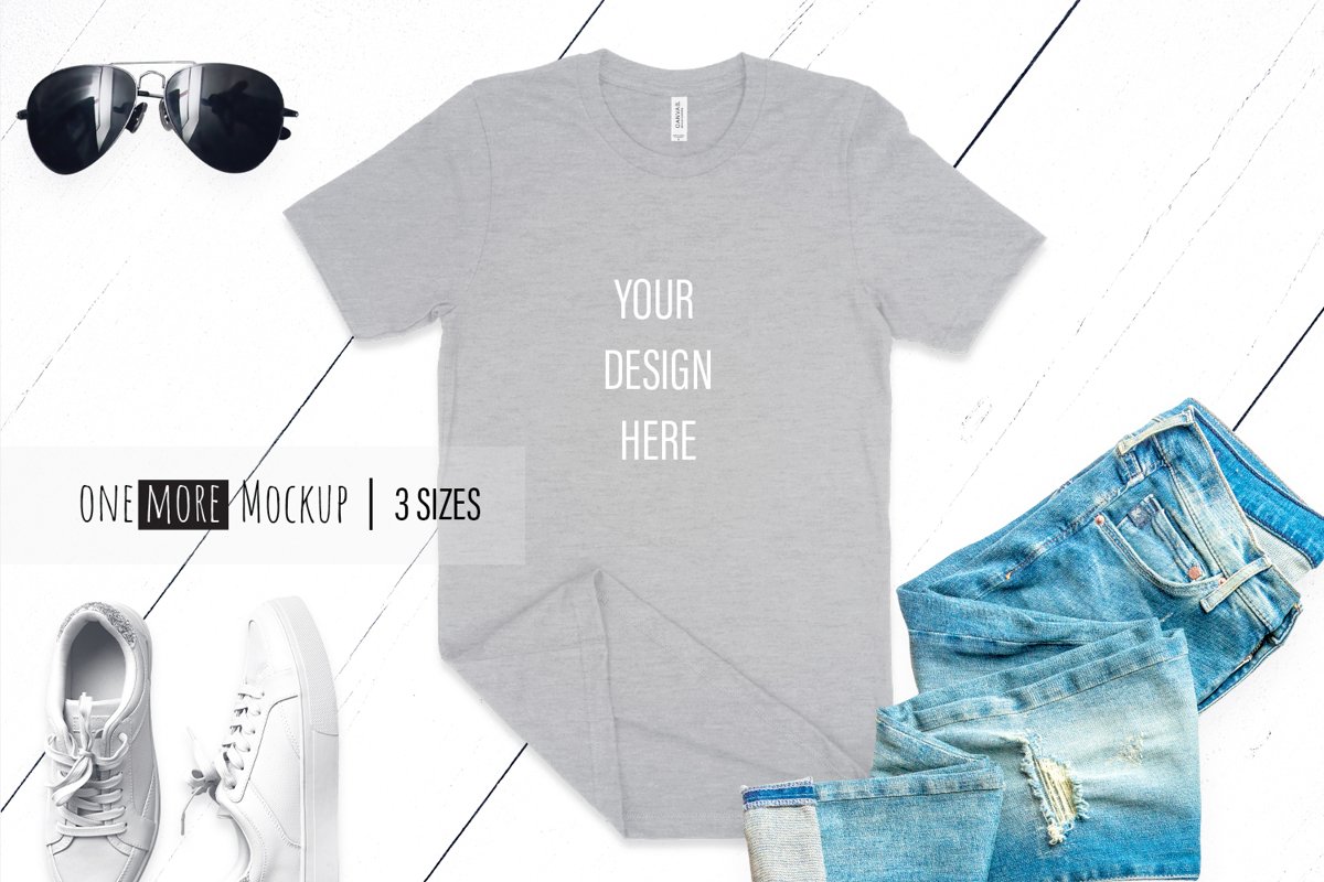 Grey TShirt Mockup | Bella Canvas 3001 Heather Athletic example image 1