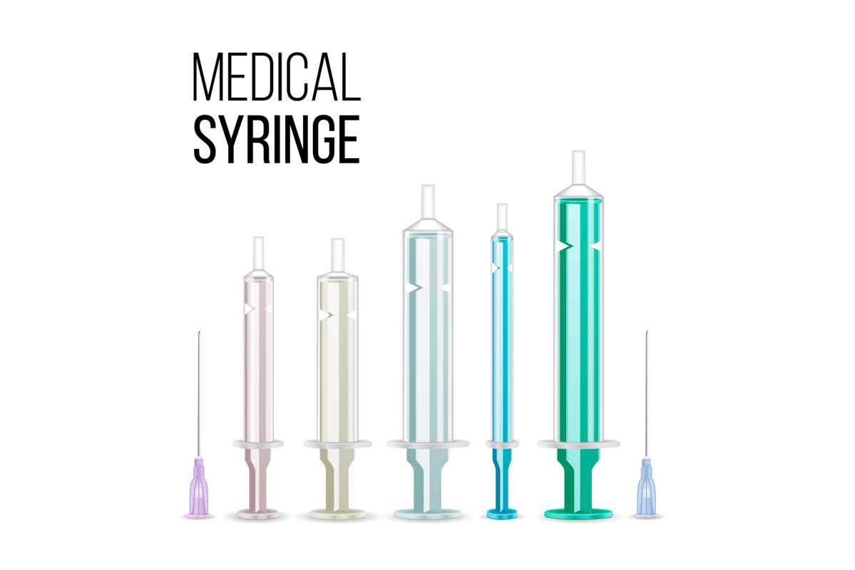 Vector Plastic Medical Syringe For Injection Isolated 3d example image 1