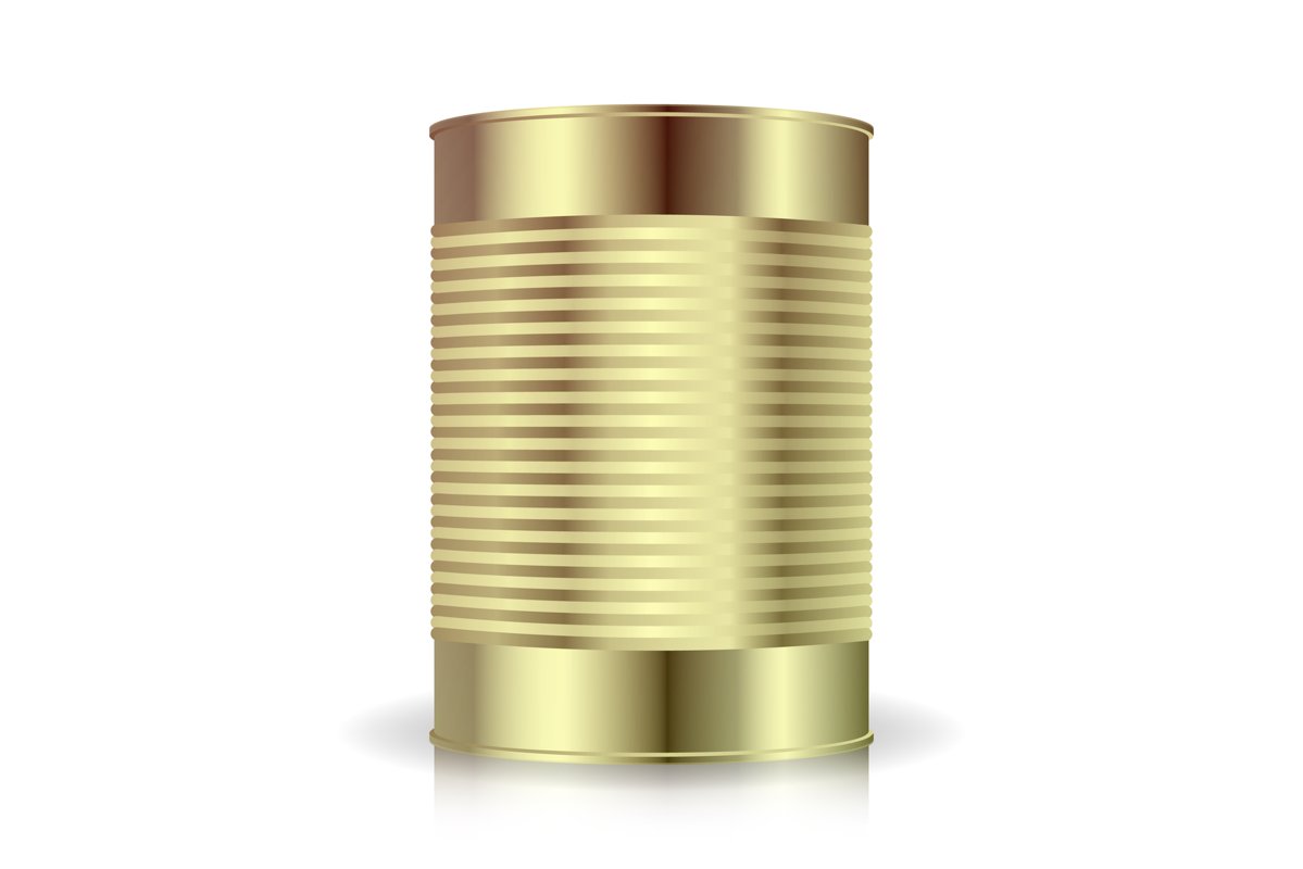 Metallic Cans Vector. Food Tincan Ribbed Metal Tin Can example image 1