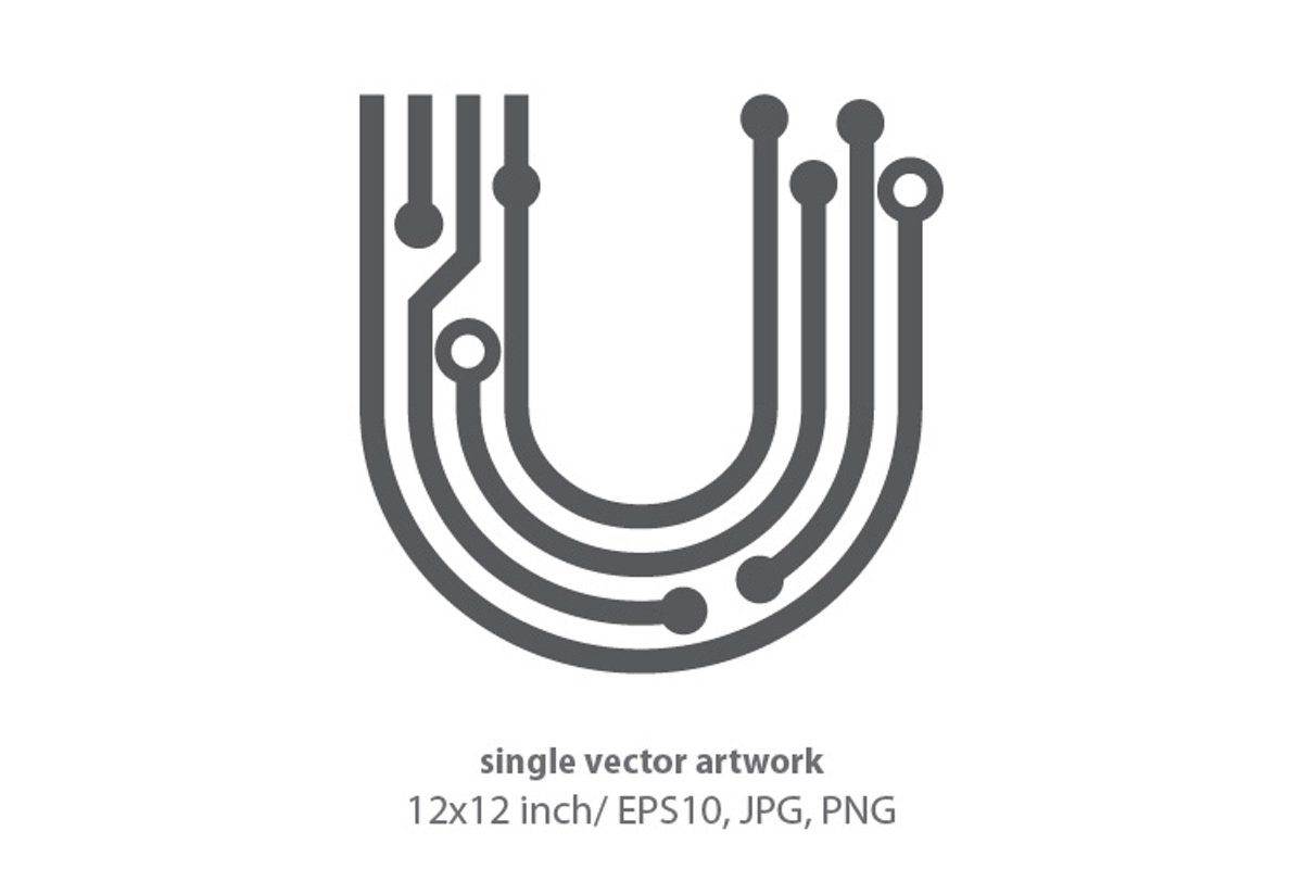 digital letter u- single vector artwork example image 1
