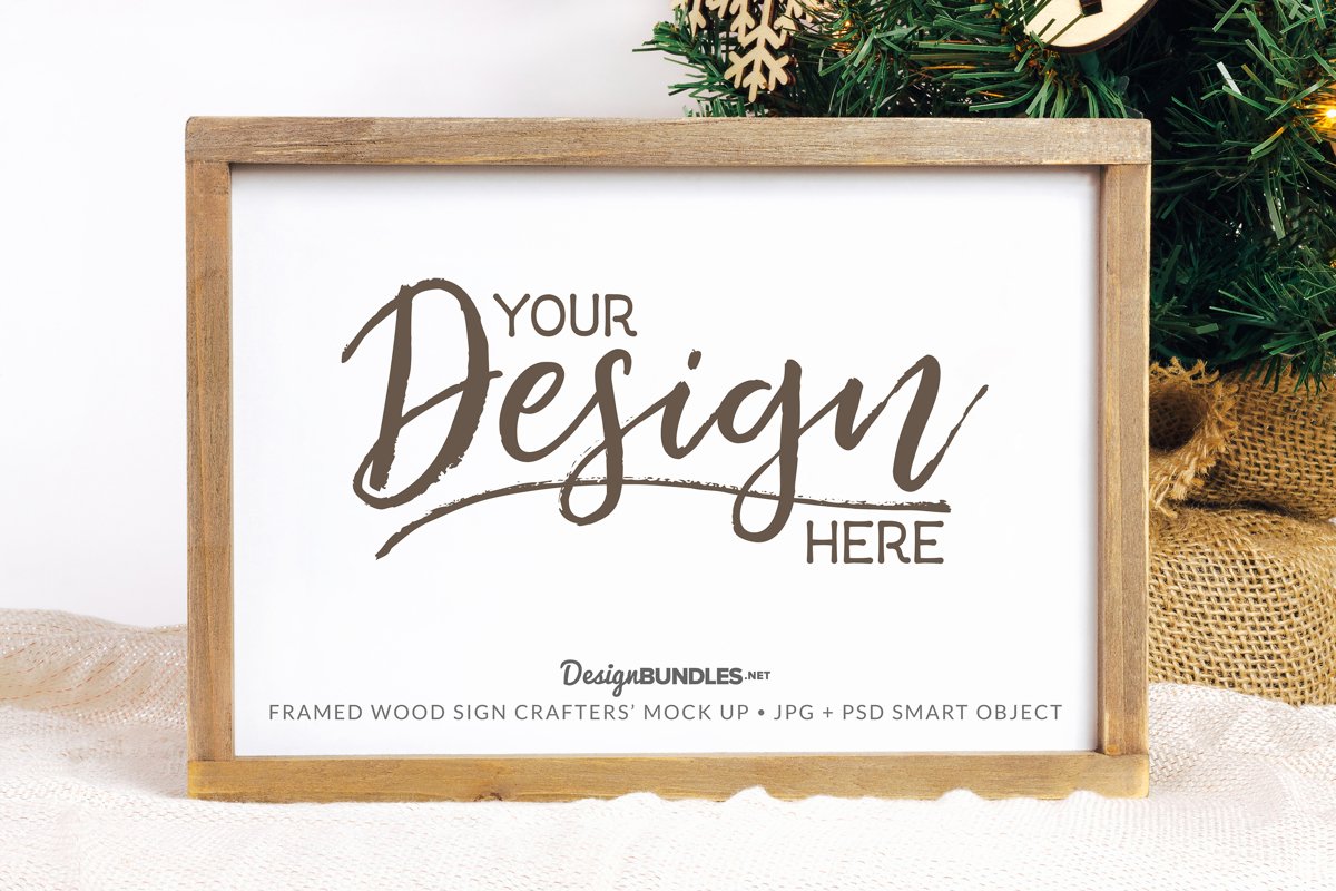Framed Wood Sign Crafter's Mock up - JPG & PSD formats example image 1