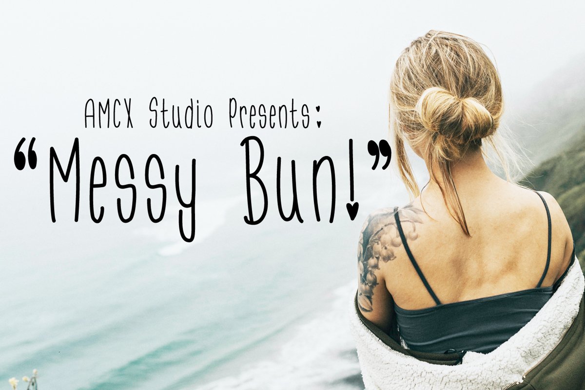 Messy Bun - Cute Font With Heart example image 1