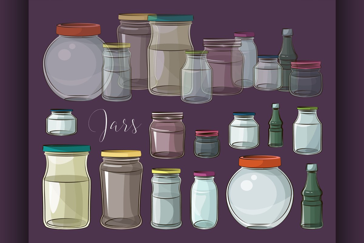 Set of empty jars example image 1