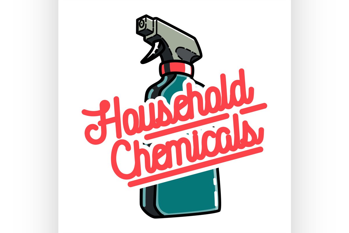 Color vintage household chemicals emblem example image 1