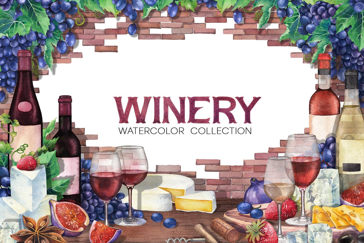 Watercolor Wine collection example image 1