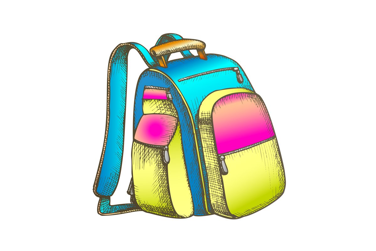 Modern Tourist Backpack Suitcase Color Vector example image 1
