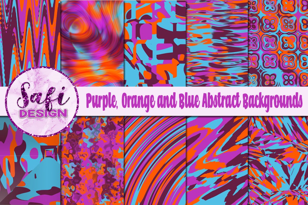 Purple, Orange and BlueAbstract Backgrounds example image 1
