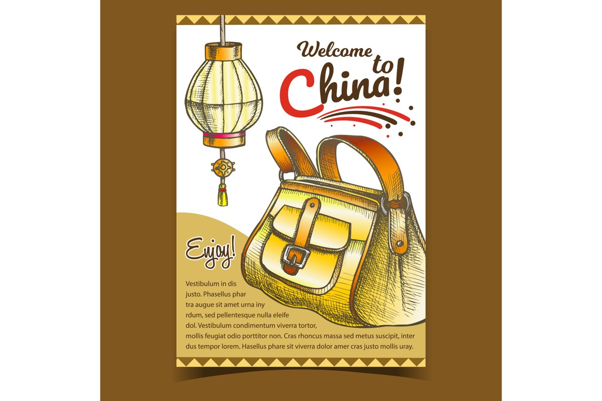 China Lantern And Hand Luggage Bag Banner Vector example image 1