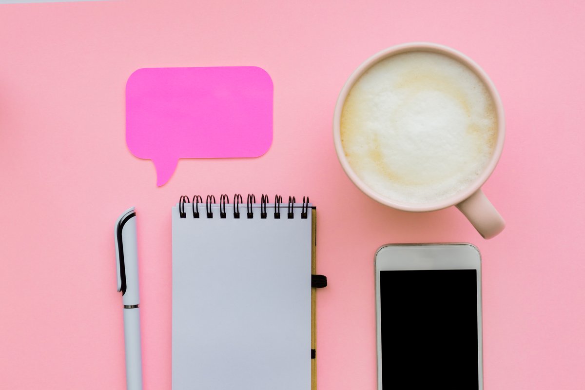 home office with laptop, smartphone and notepad with pen example image 1