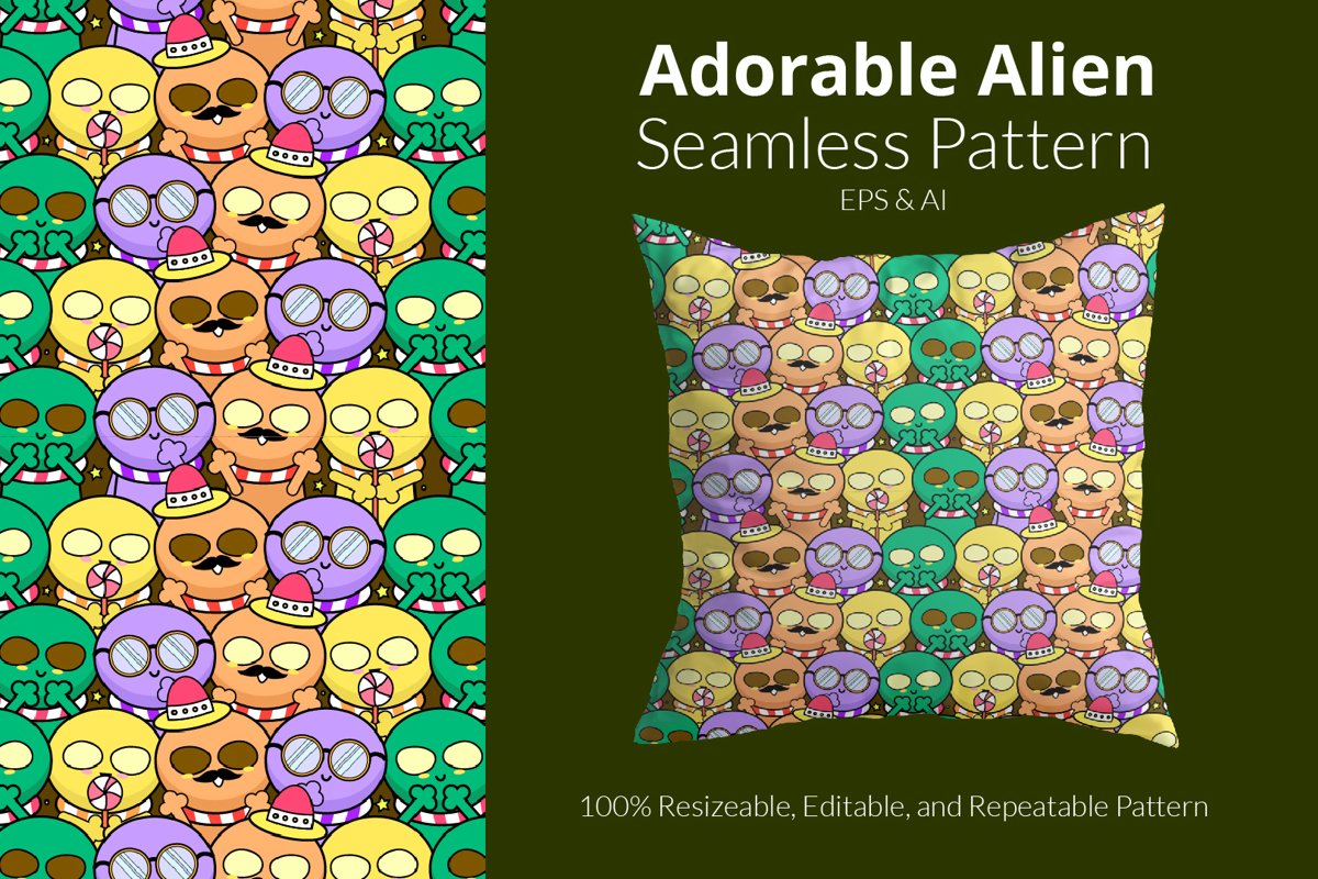 Adorable Alien - Seamless Pattern