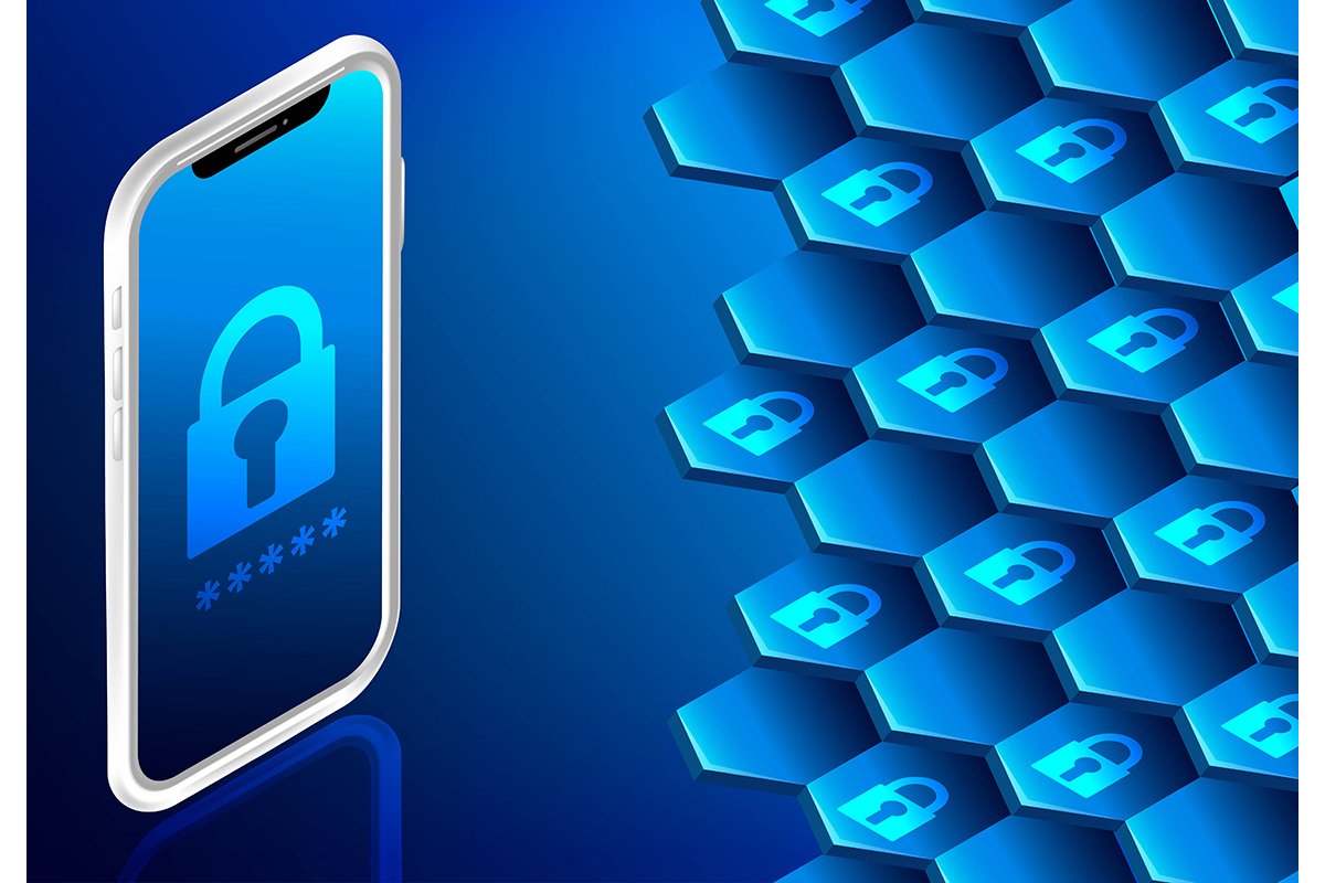 phone and padlock, password. security concept example image 1