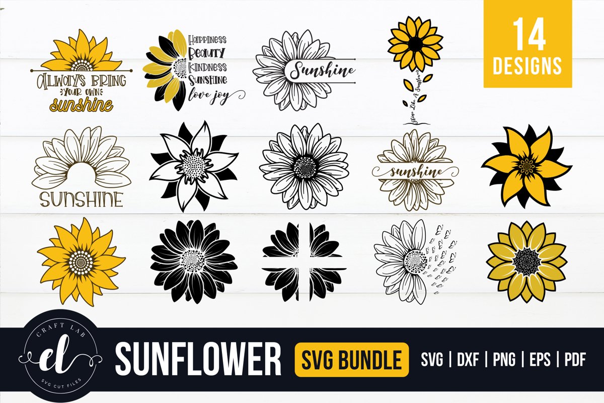 Sunflower SVG, Sunflower SVG Bundle, Sunflower SVG Cut Files example image 1