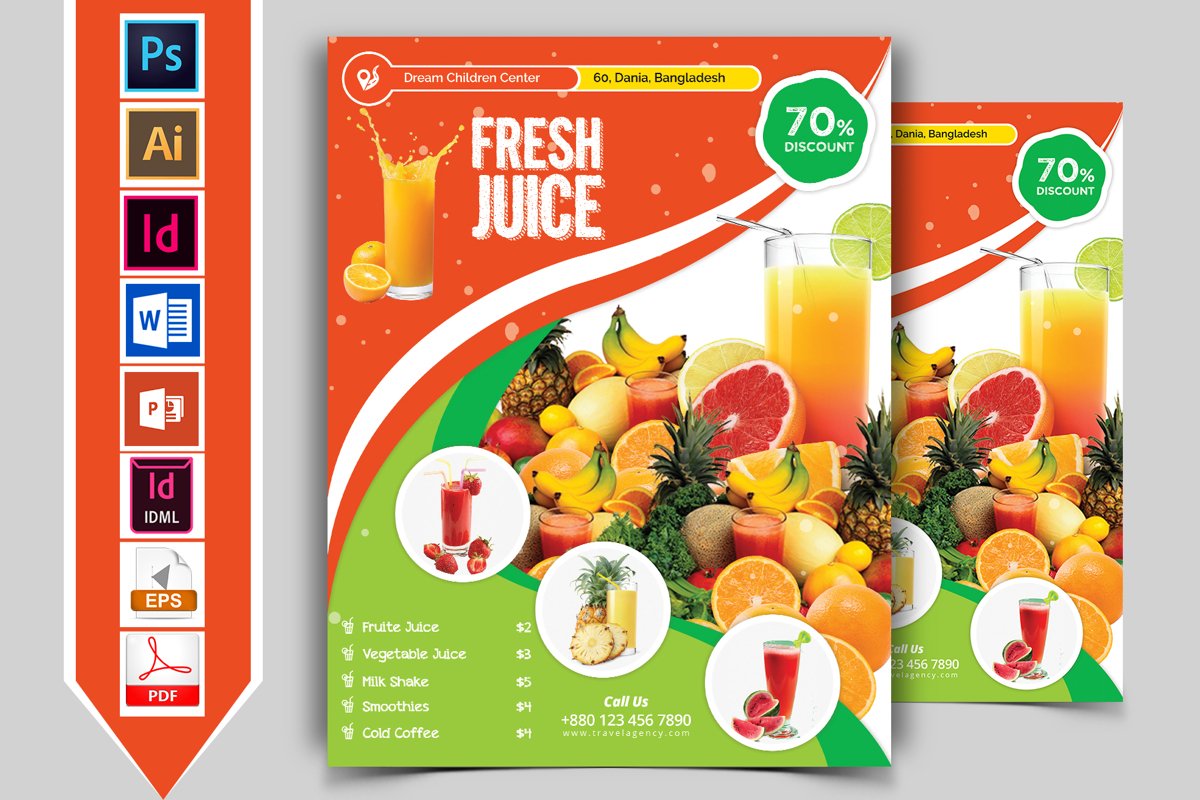 Fruit Juice Menu Flyer Vol02 (375668) Flyers Design Bundles