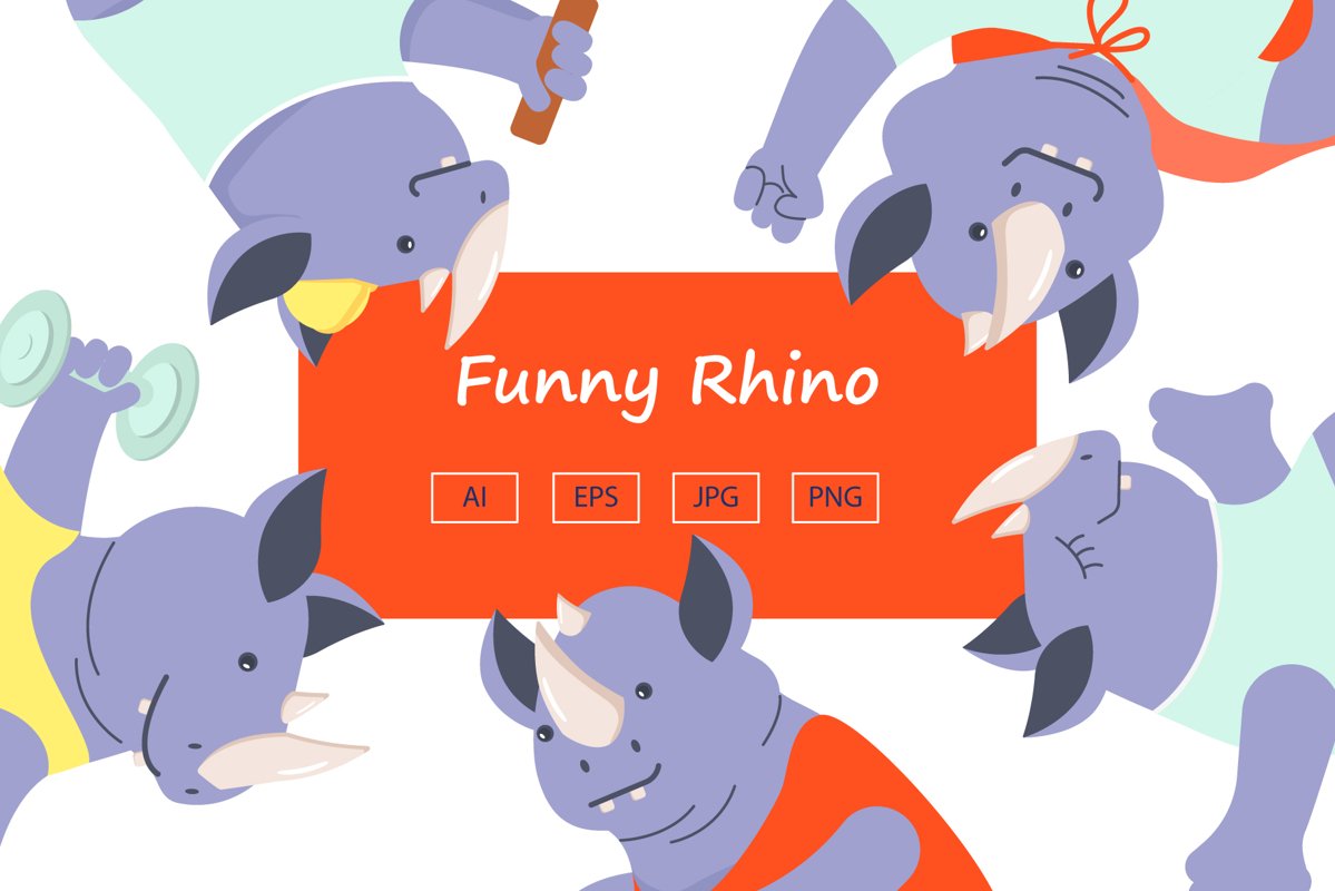 Funny Rhino characters example image 1