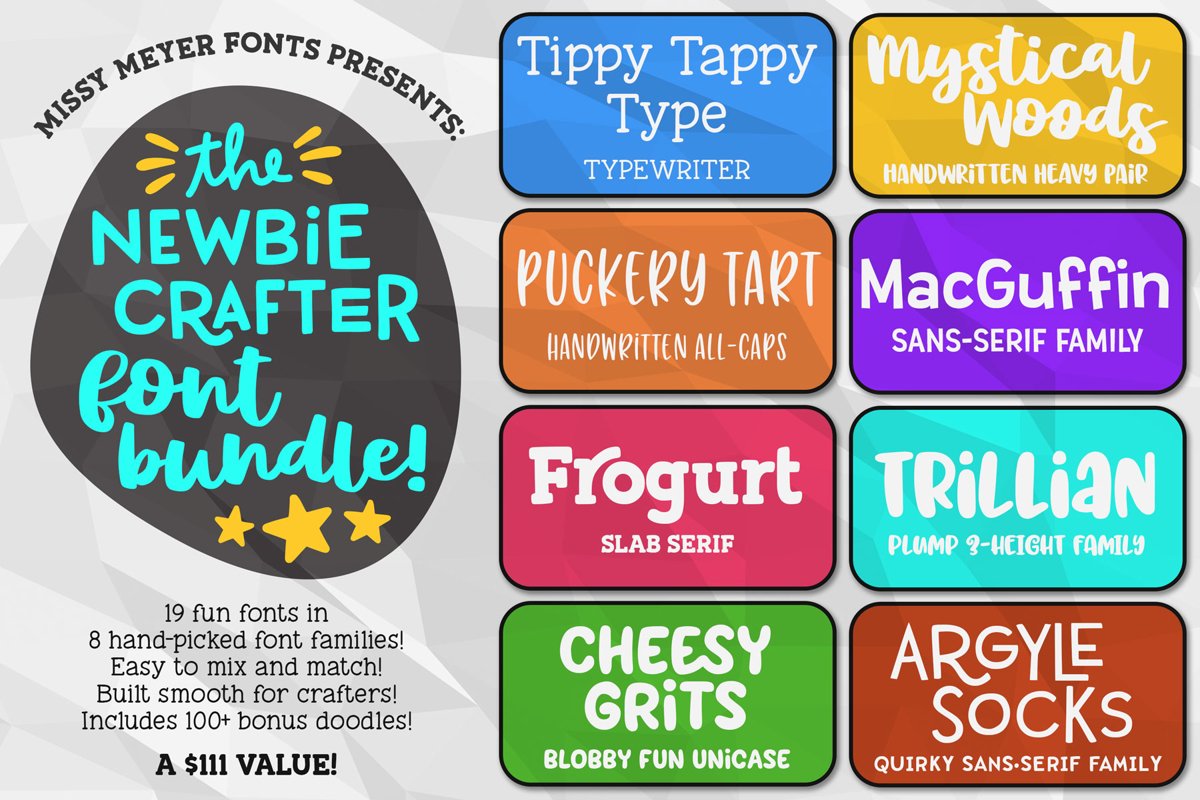 The Newbie Crafter Font Bundle - 8 fun & smooth families! example image 1
