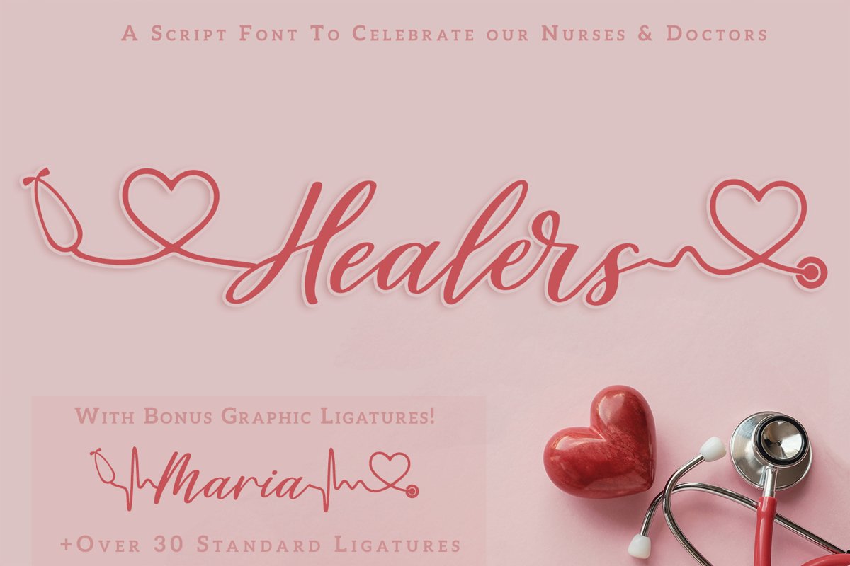 Healers - A script font to celebrate our nurses and doctors example image 1
