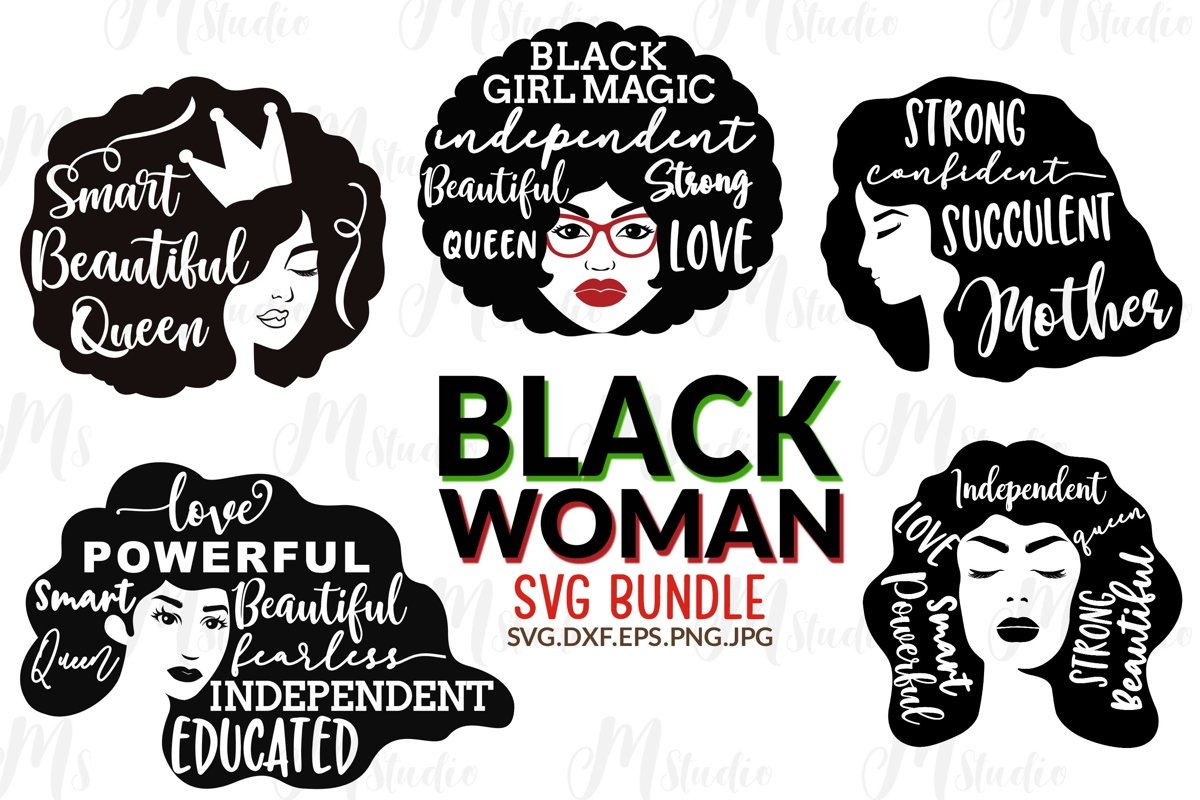 Black Woman Bundle SVG example image 1