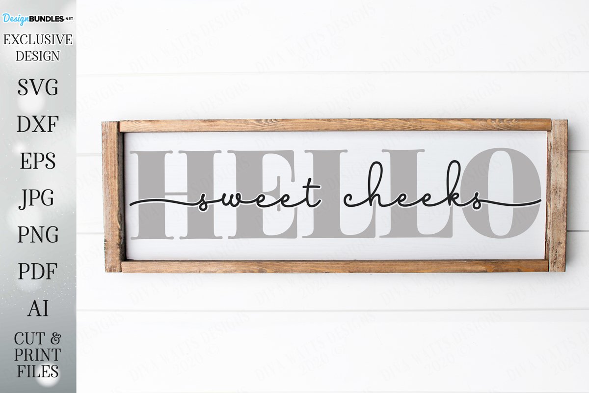 Hello Sweet Cheeks - Farmhouse Bathroom Art example image 1