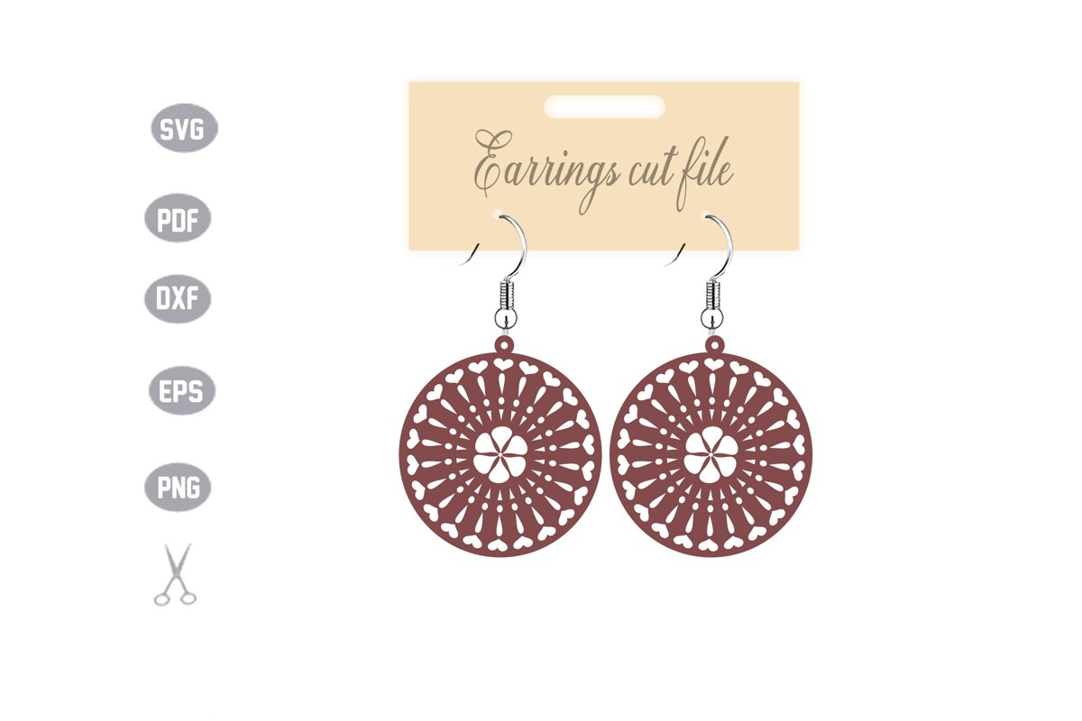 Mandala Earrings SVG example image 1