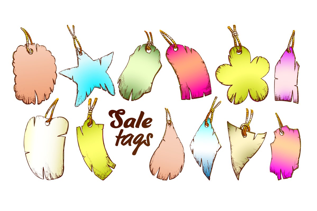 Label Tag In Different Forms Set Color Vector example image 1