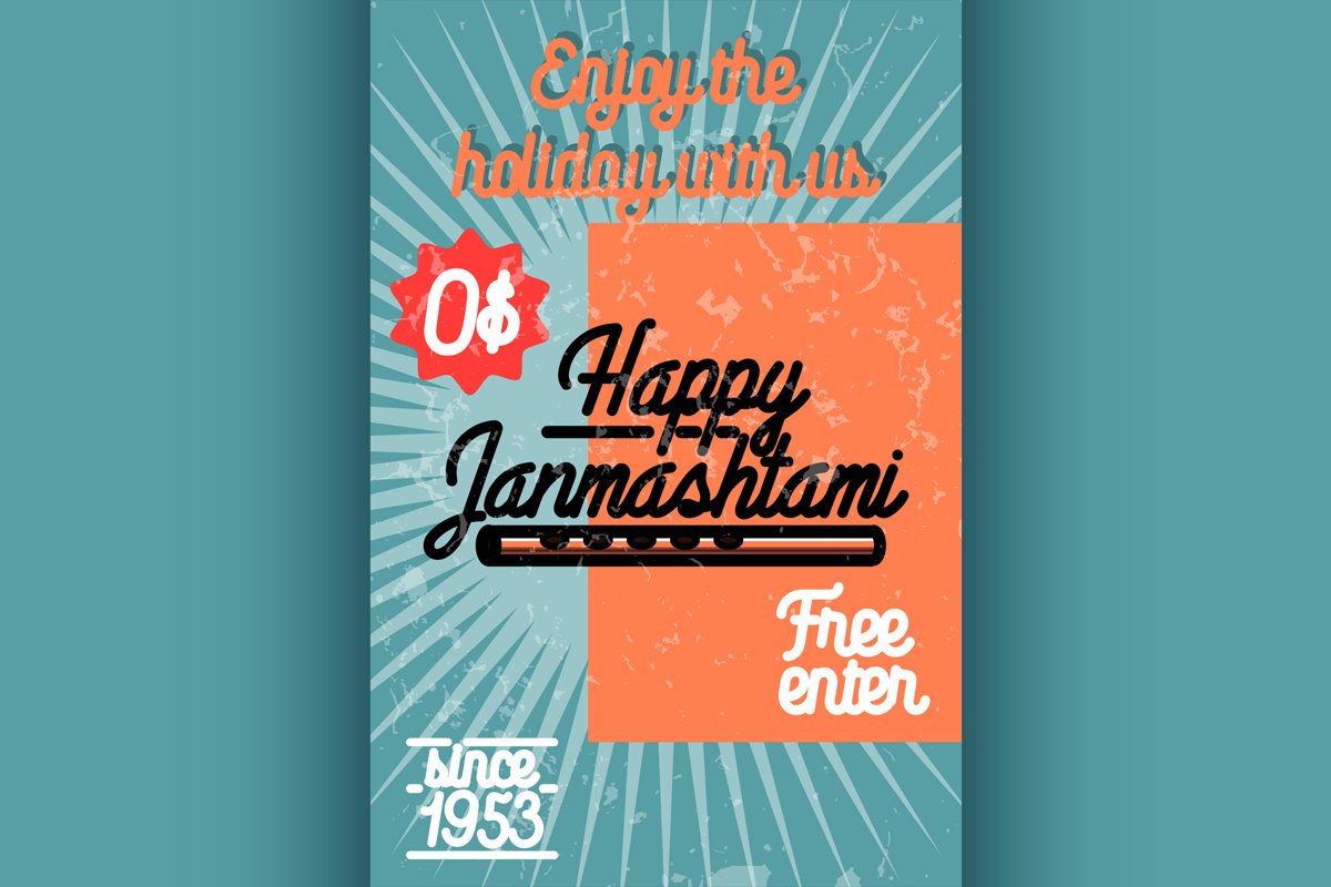 Color vintage janmashtami poster example image 1