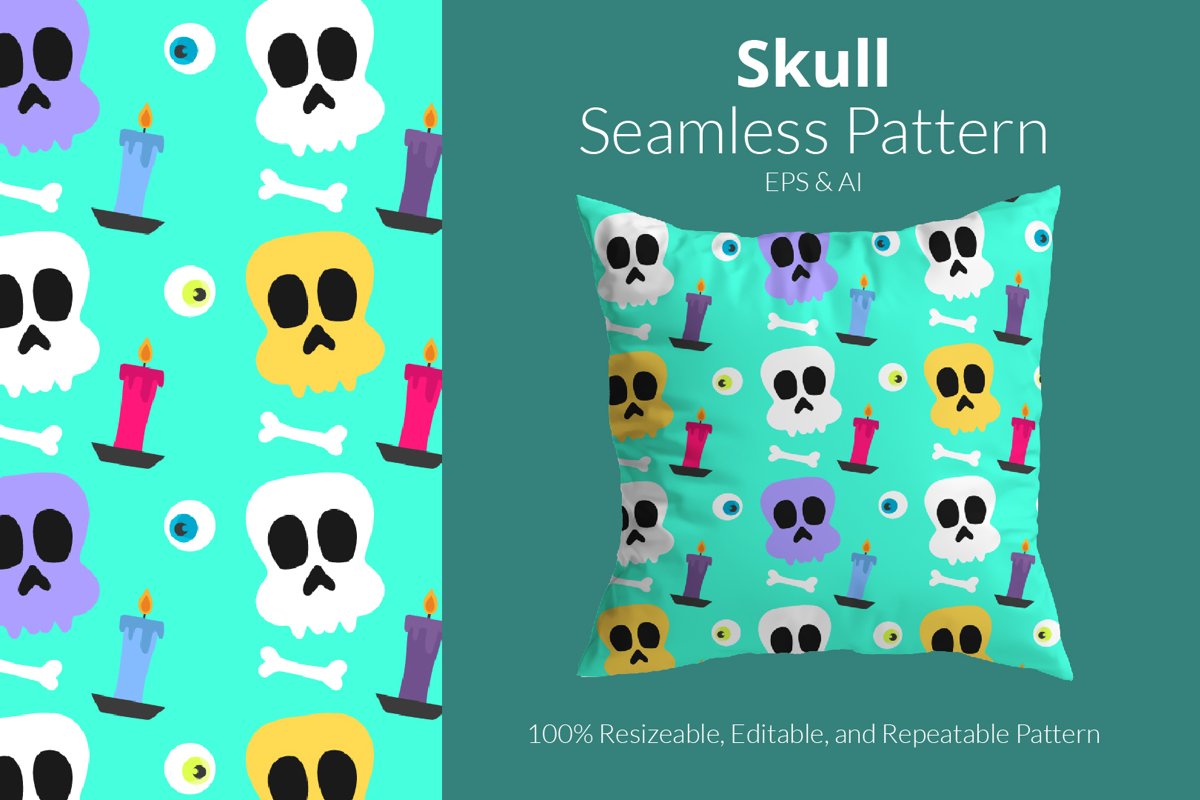 Halloween Skull Pattern - Seamless Pattern example image 1
