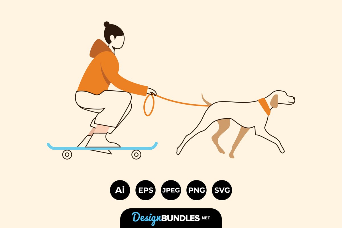 Walking The Dog Illustrations example image 1