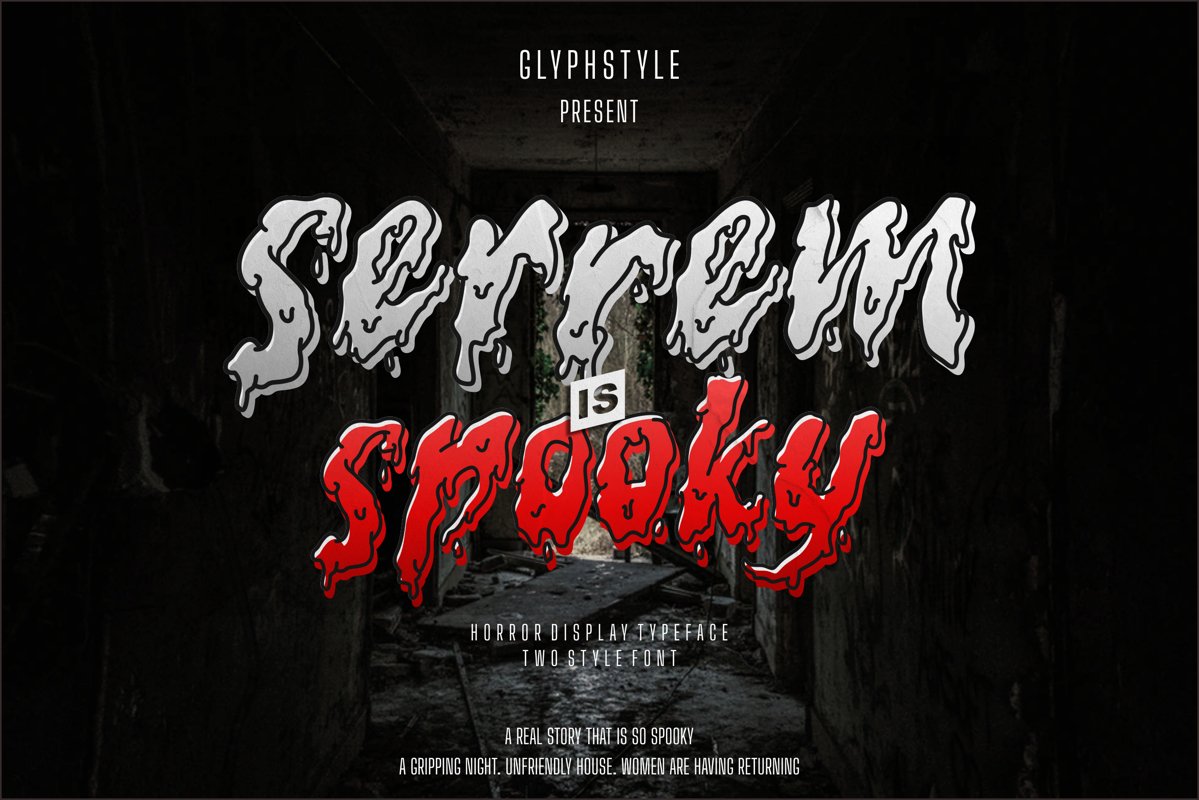 serrem - a spooky two style font example image 1