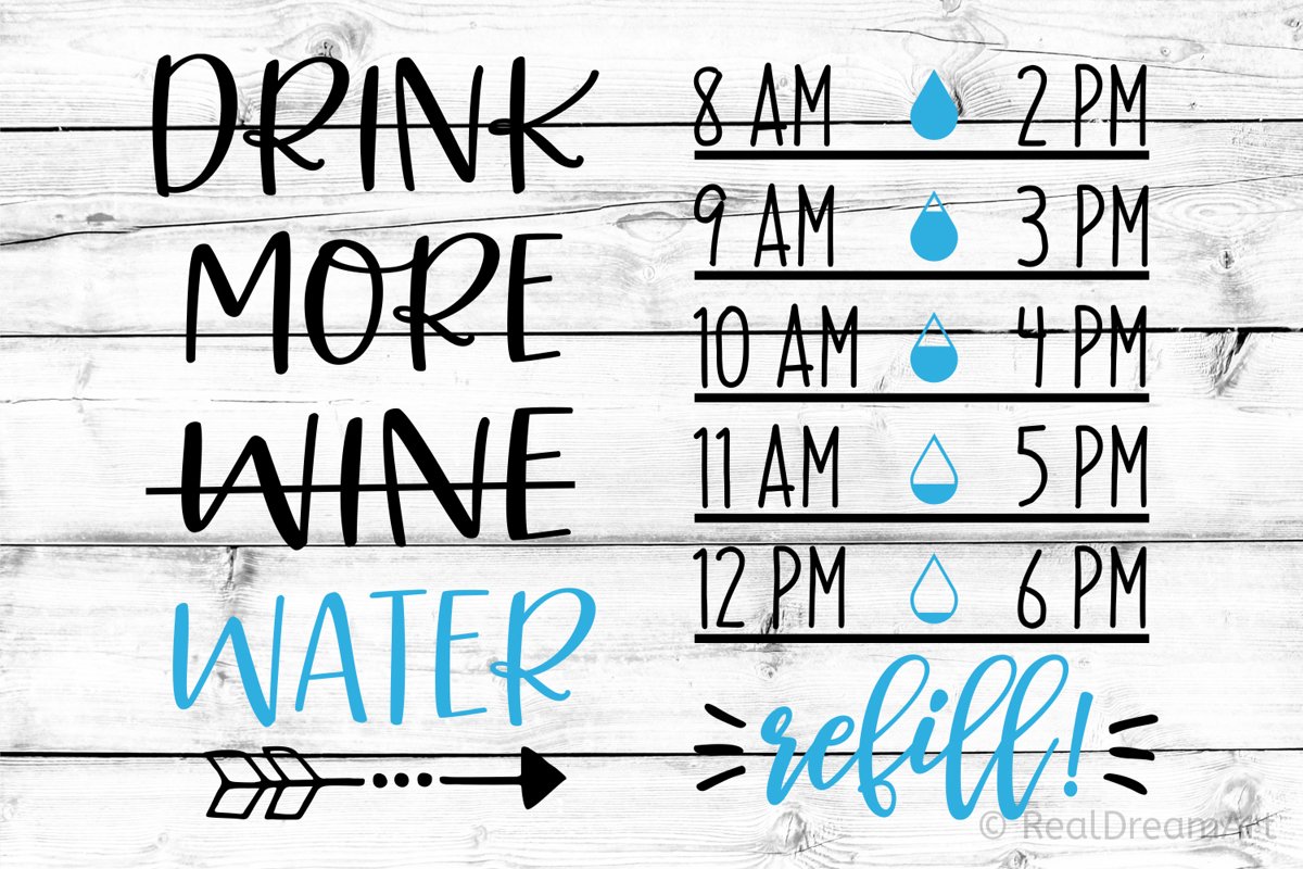 Drink More Wine Water/Water Tracker SVG, DXF, PNG, EPS example image 1