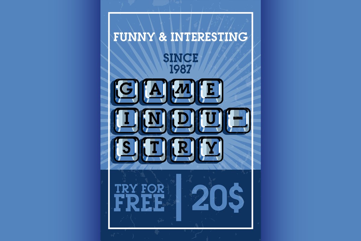 Color vintage game industry banner example image 1