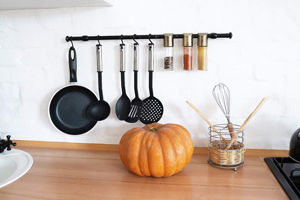 autumn pumpkin in the kitchen on the table example image 1
