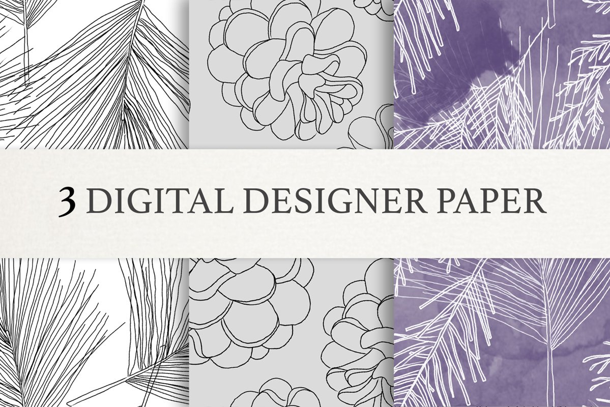 Watercolor Leaf Digital Scrapbook Papers, Seamless Patterns example image 1