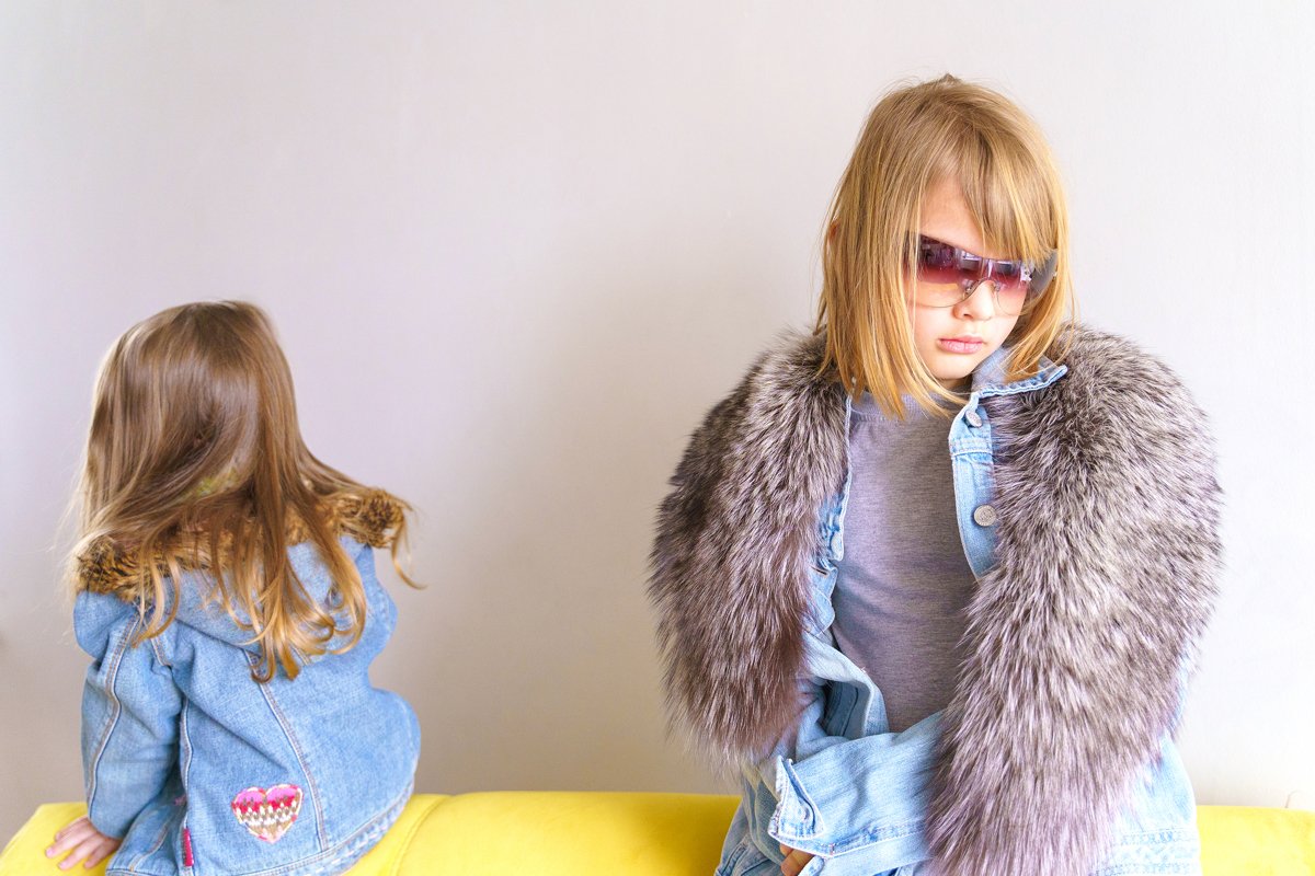 Hipster girls in denim jackets in sunglasses, hat. Fashion example image 1