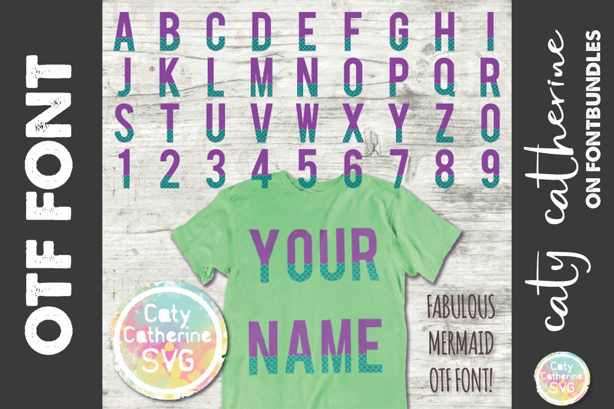 Fabulous Mermaid Scales Letter & Number A-Z 0-9 OTF Font example image 1
