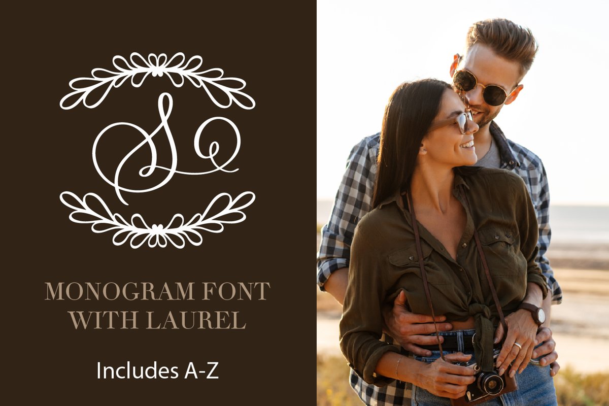 Laurel With Monogram Font - A-Z Letters example image 1