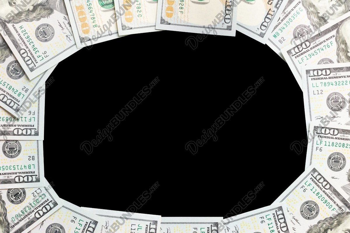 Photo of a framing of dollar bills on a black background example image 1
