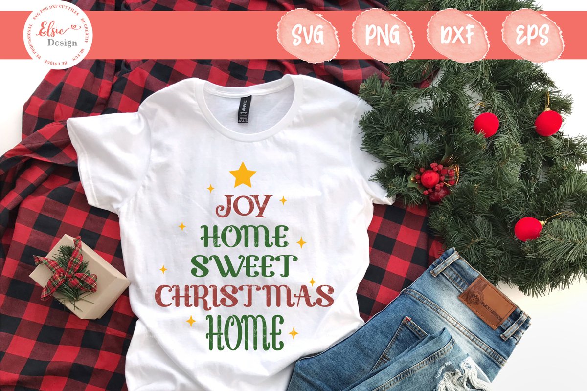 Joy Home Sweet Christmas Home SVG Cut Files example image 1