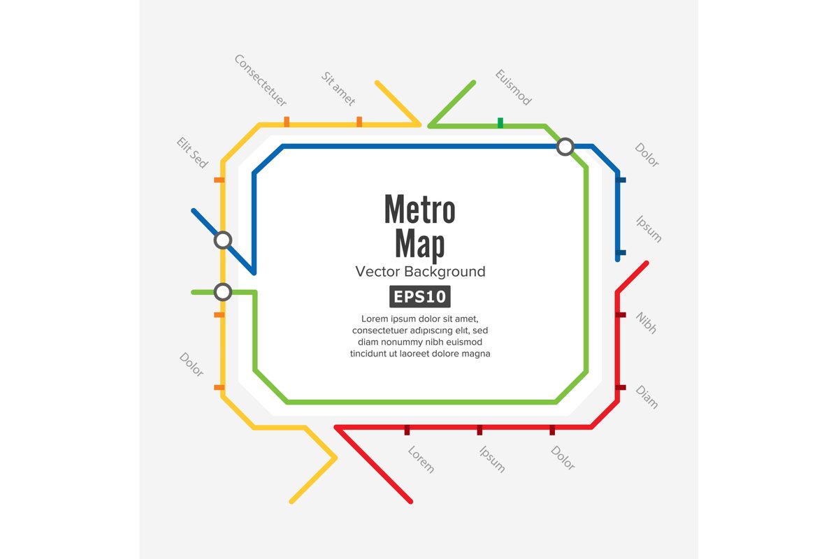 Metro Map Vector. Fictitious City Public Transport Scheme. example image 1