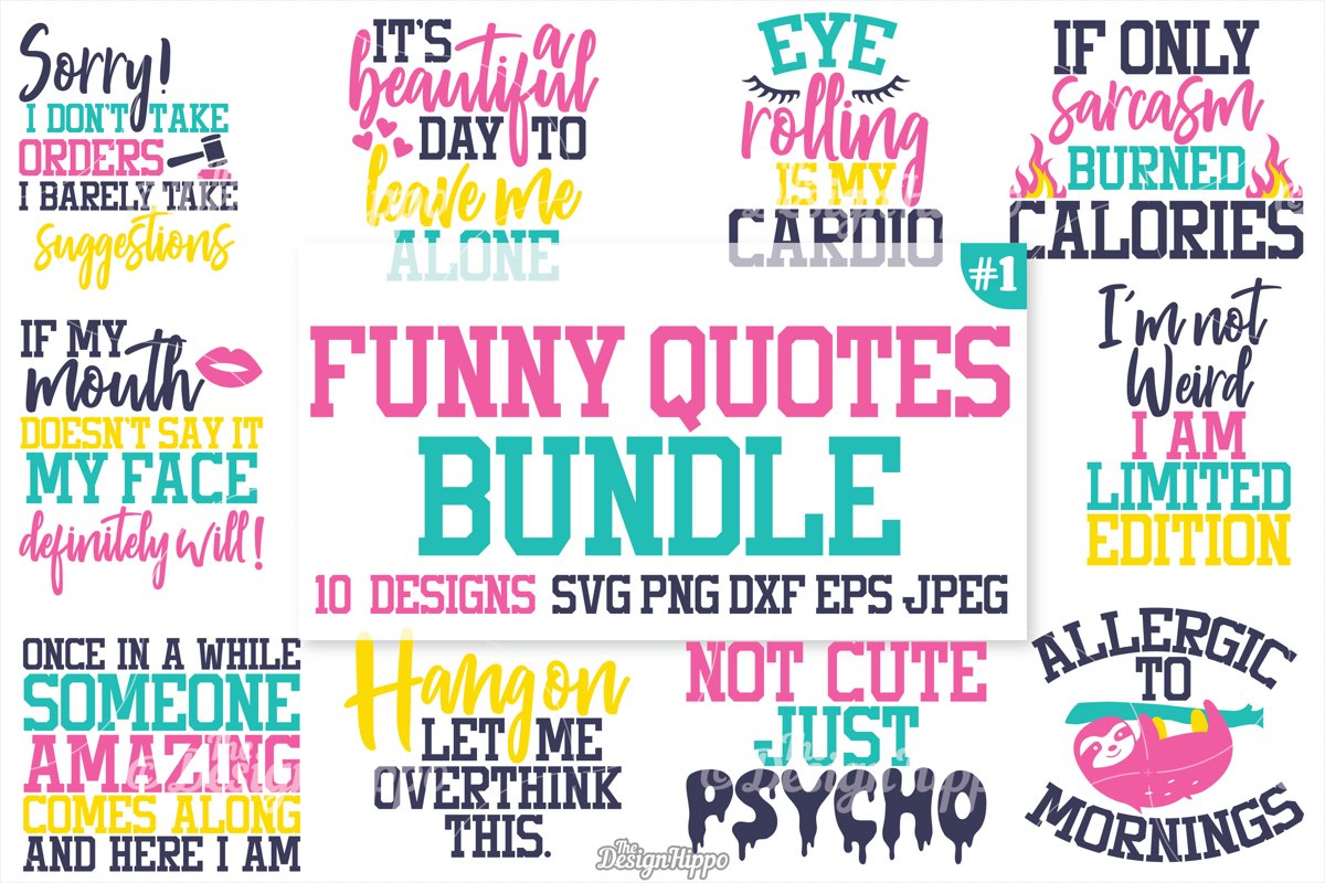 Funny Quotes SVG Bundle, Funny T-Shirt Quotes, SVG, PNG, DXF example image 1
