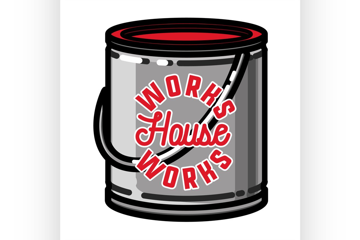 Color vintage house works emblem example image 1