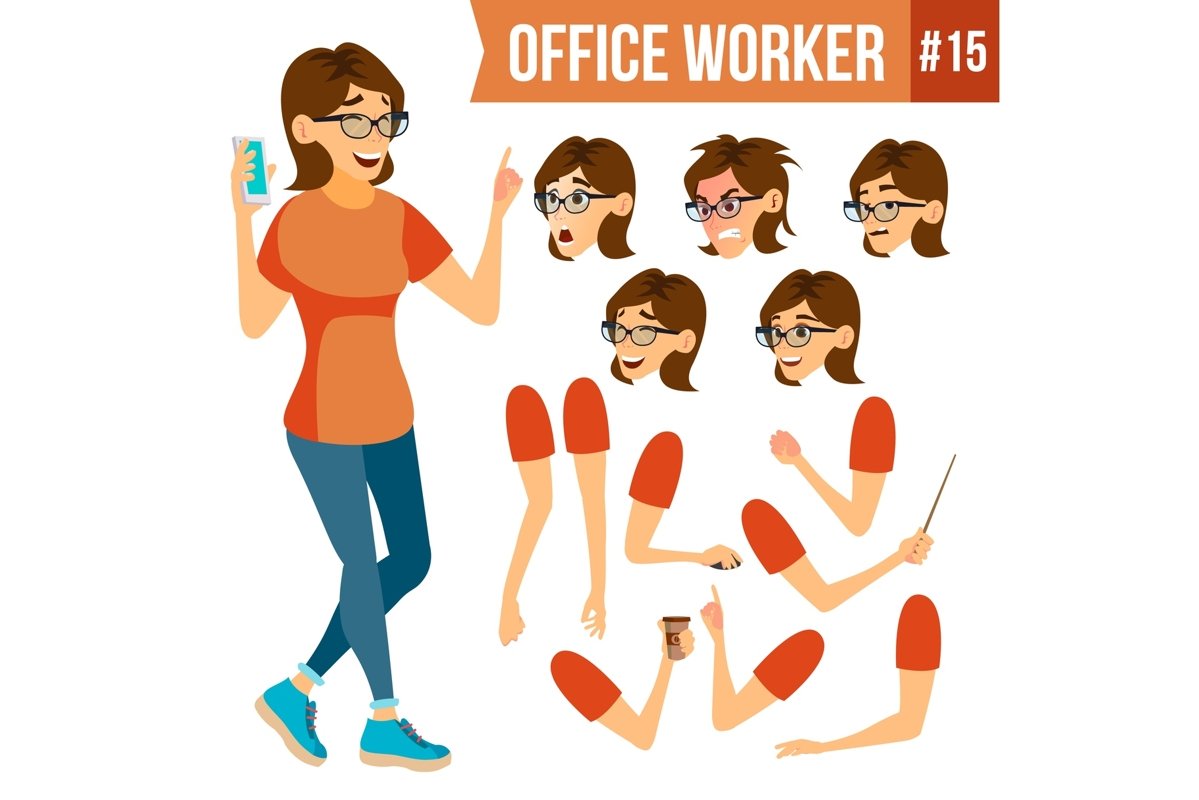 Office Worker Vector.Woman. Successful Officer, Clerk example image 1