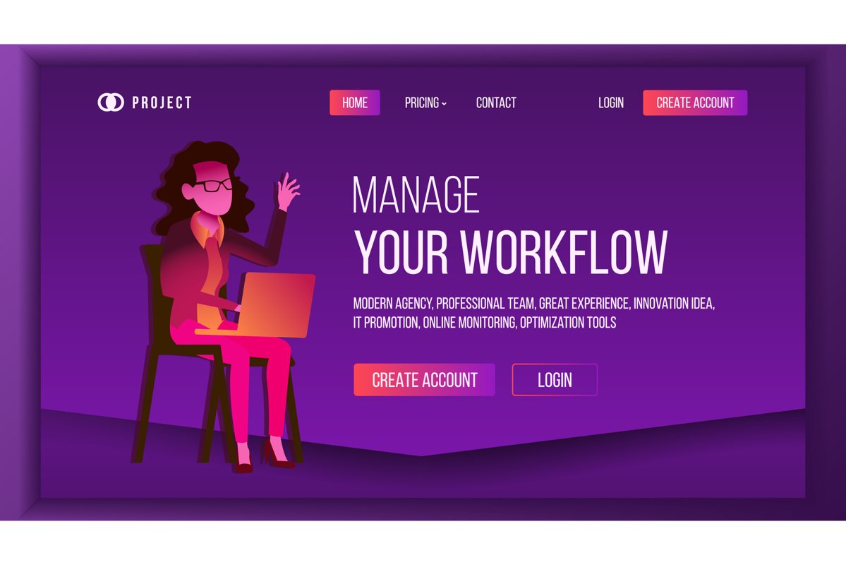 Workflow Business Landing Page Vector. Brainstorming example image 1