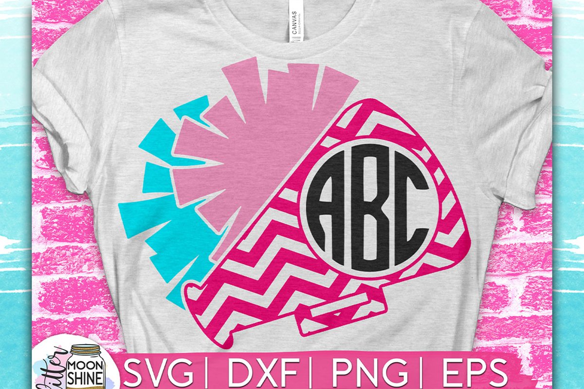 Cheer Monogram Frame SVG DXF PNG EPS Cutting Files example image 1