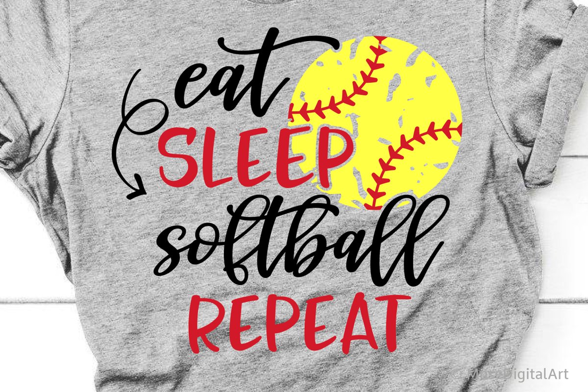 Eat Sleep Softball Repeat Svg, Softball Svg, Softball Season (539791