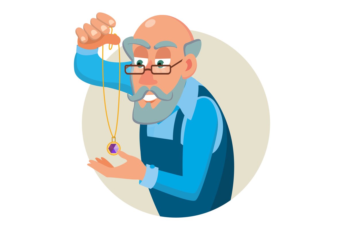 Jeweler, Goldsmith Profession Man Vector. Sapphire, Emerald, example image 1